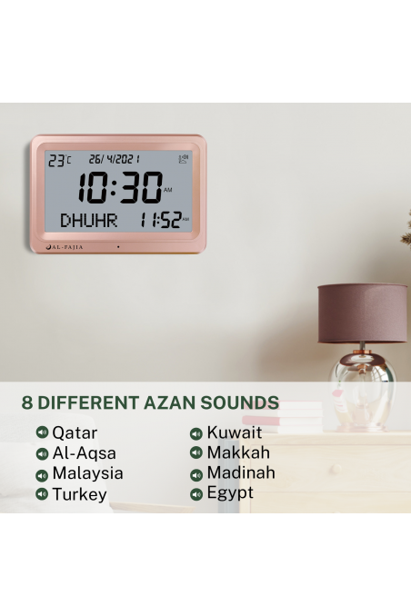 Adhan AL-FAJIA FAJ-113 Klocka (NY MODELL) 8 böne-Azan ljud-Montre & Horloge Adhan-Safwa Boutique