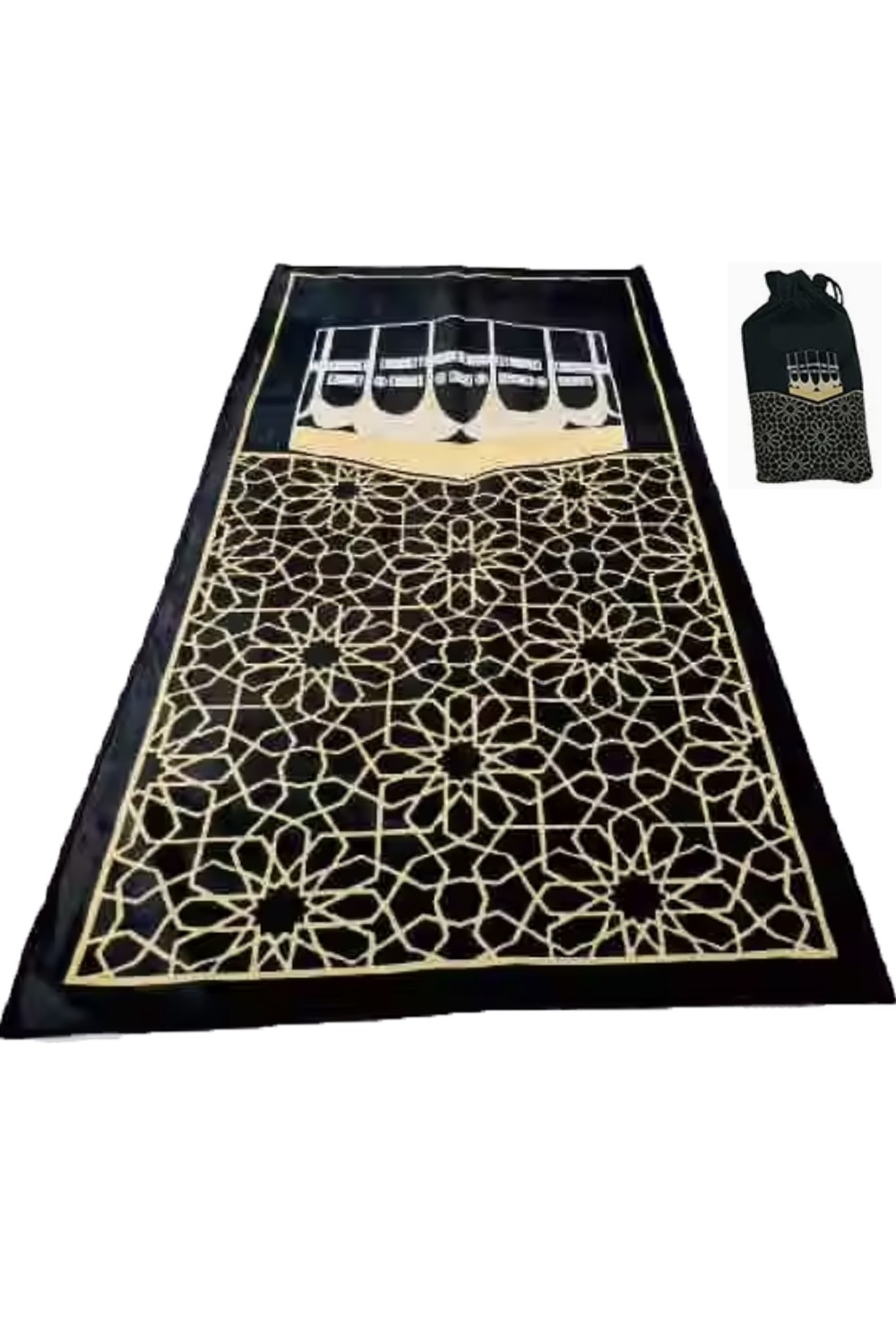 Bärbar muslimsk bönematta med tygpåse med dragsko-Tapis De Priere-Safwa Boutique