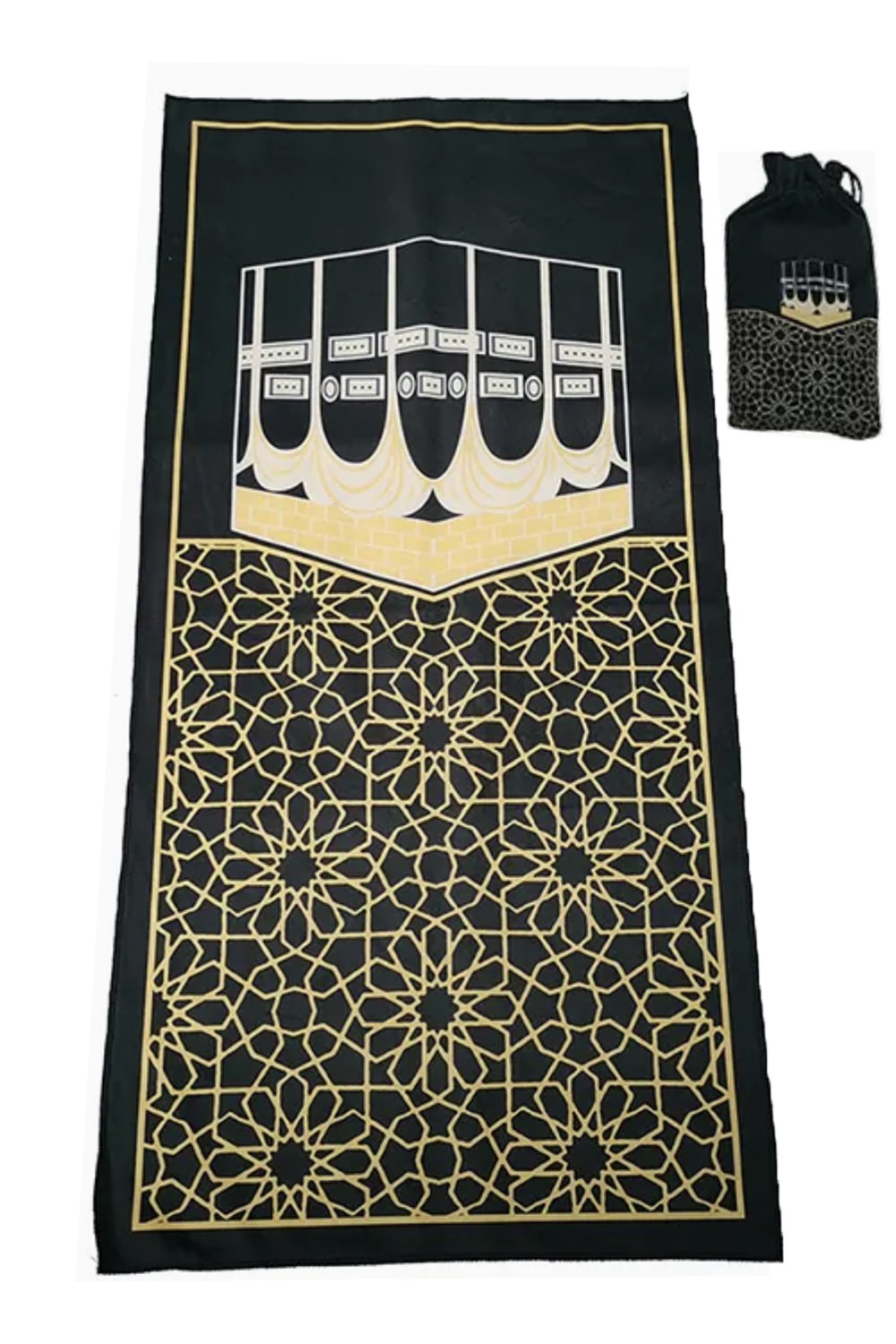 Bærbar muslimsk bedemåtte med stofpose med snoretræk-Tapis De Priere-Safwa Boutique