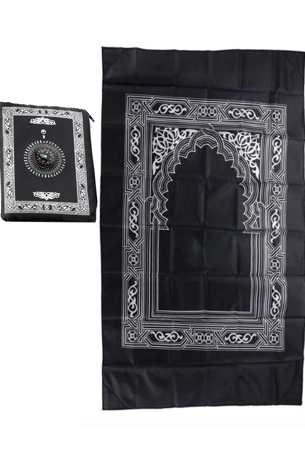 Fickbönsmatta med kompass, Rese-Sajada-Tapis de prière Sejjada-Safwa Boutique
