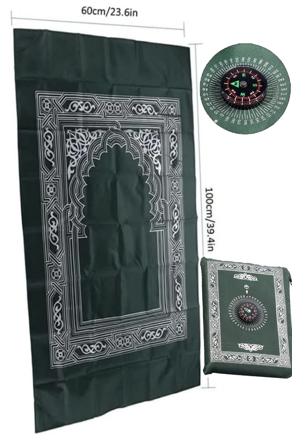 Lommebønneteppe med kompass, reise Sajada-Tapis de prière Sejjada-Safwa Boutique