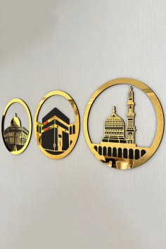 Samling av Rundt Islamsk Veggmaleri 30x30 cm - Masjid...