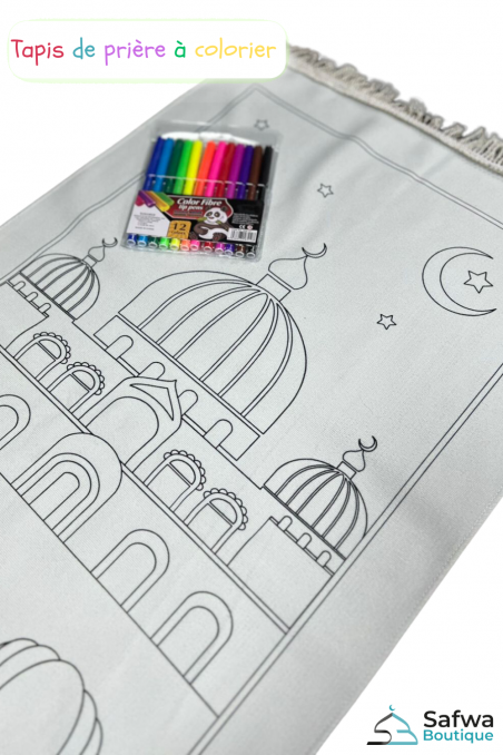 Tapete de Oração para Colorir - Personalizável com 12 Marcadores de Tecido | Aprendizagem Lúdica e Espiritual para Crianças-Tapis De Priere-Safwa Boutique