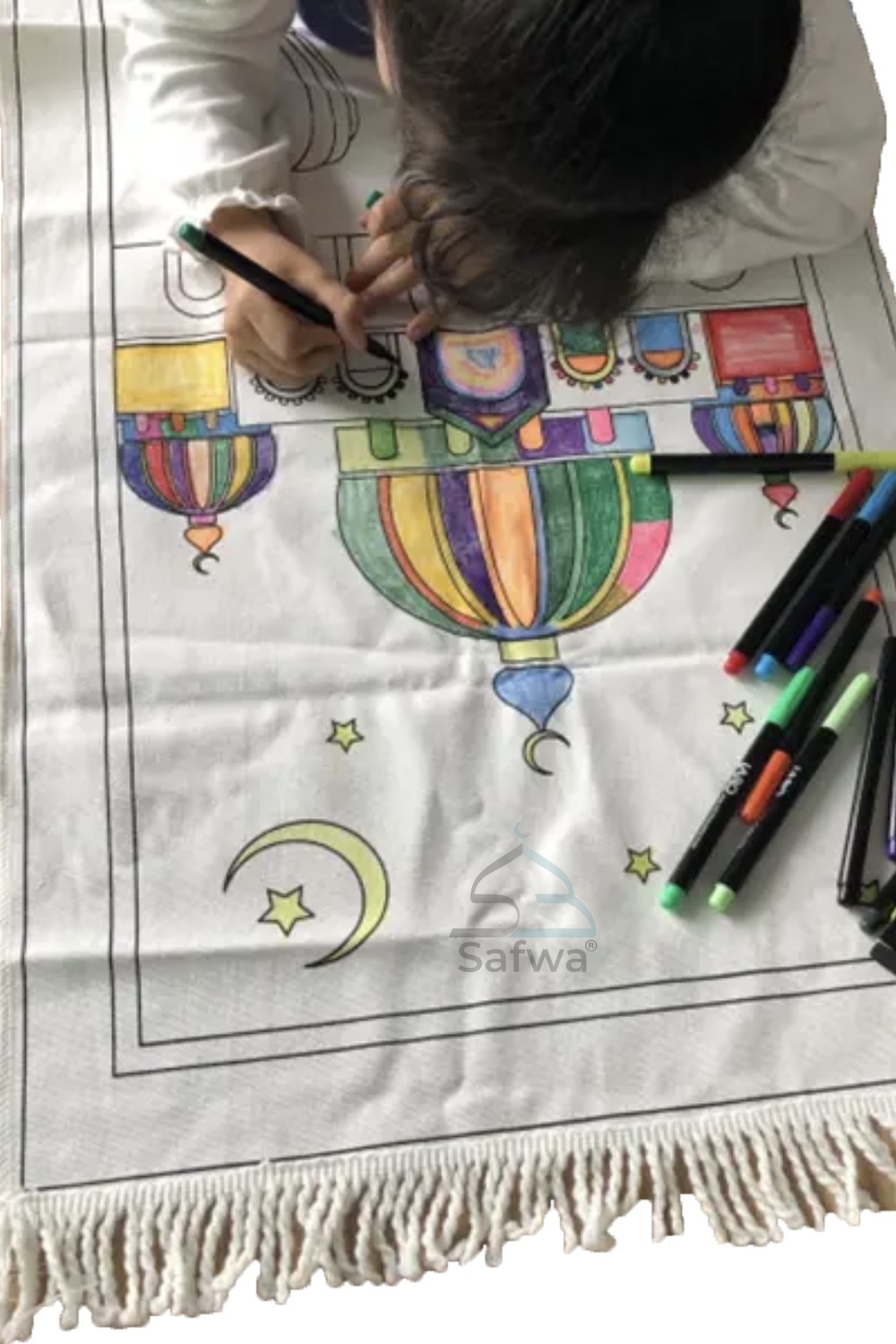 Tapete de Oração para Colorir - Personalizável com 12 Marcadores de Tecido | Aprendizagem Lúdica e Espiritual para Crianças-Tapis De Priere-Safwa Boutique