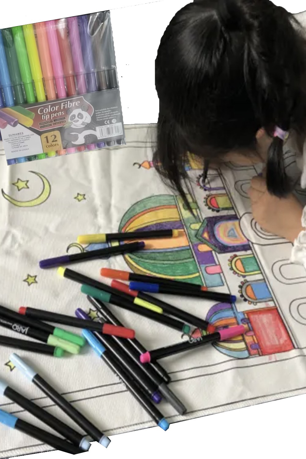 Tapete de Oração para Colorir - Personalizável com 12 Marcadores de Tecido | Aprendizagem Lúdica e Espiritual para Crianças-Tapis De Priere-Safwa Boutique