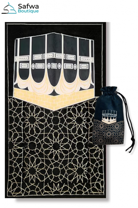 Bærbar muslimsk bedemåtte med stofpose med snoretræk-Tapis De Priere-Safwa Boutique