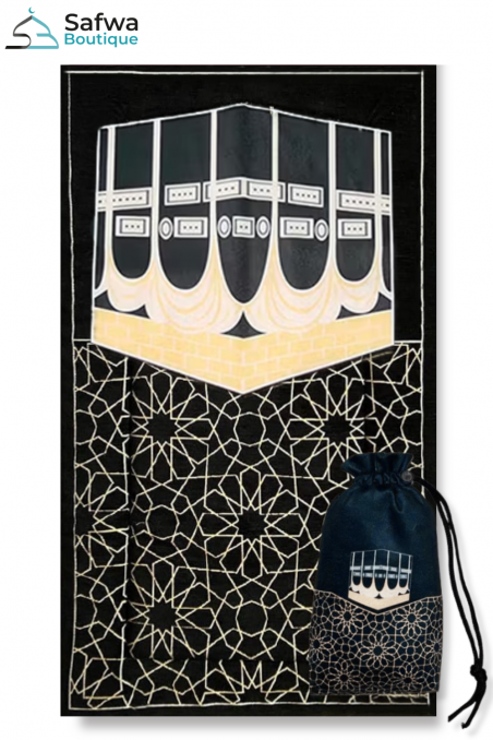 Bærbar muslimsk bedemåtte med stofpose med snoretræk-Tapis De Priere-Safwa Boutique
