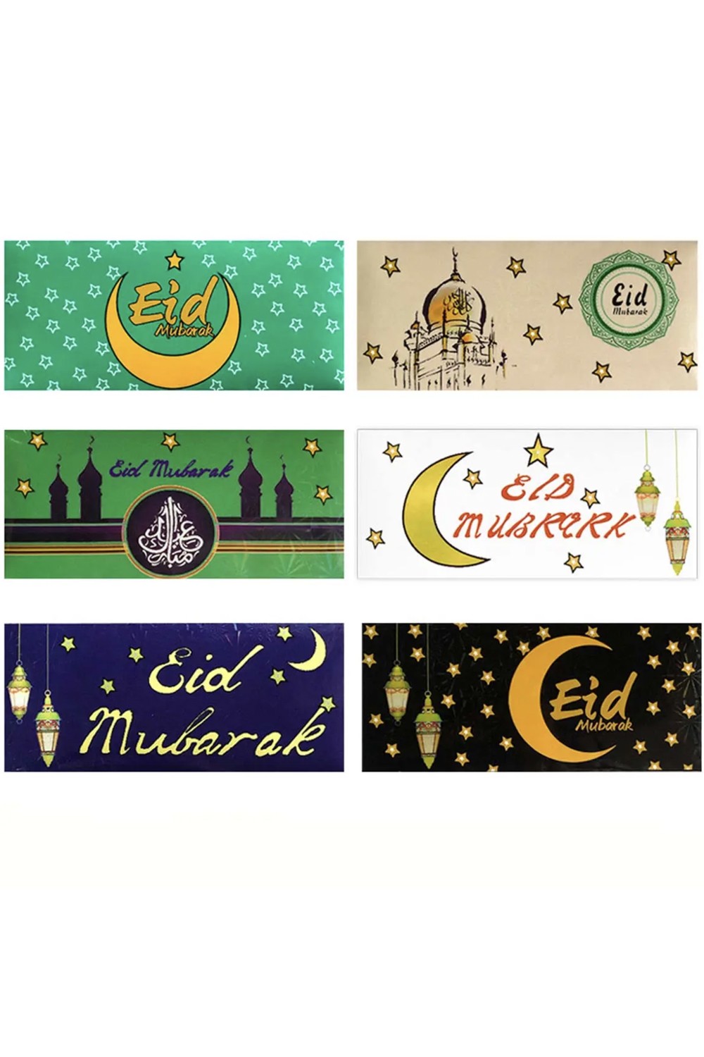 Pakke med 6 lommepengekonvolutter for barn Eid Mubarak, Pafu Kontantgaver og gavekortsholdere for Ramadan-Cadeau Aïd-Safwa Boutique