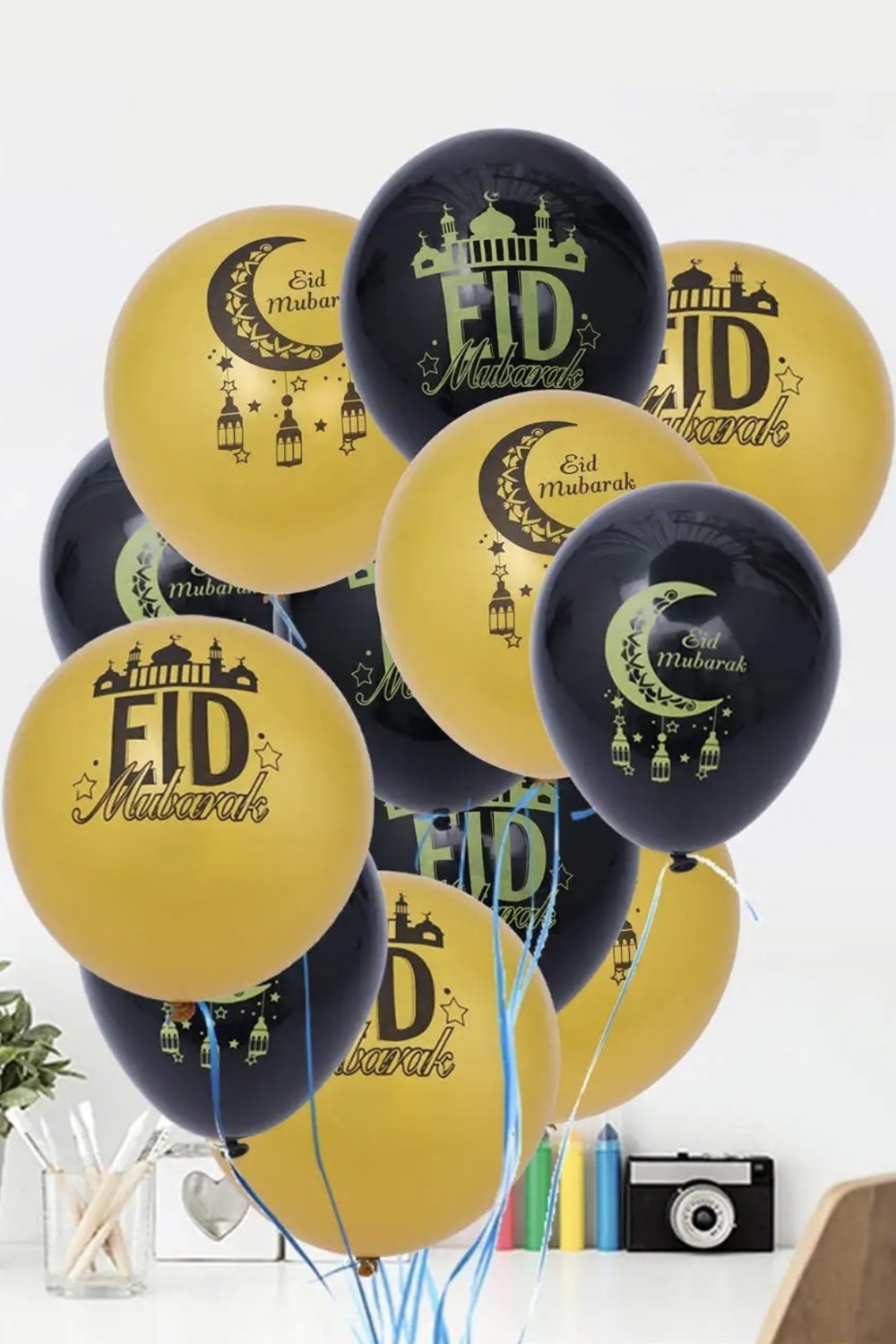 12 kpl lateksista valmistettuja Eid Mubarak -ilmapalloja - Erityinen Ramadan 2025-Décorations Aïd & Ramadan-Safwa Boutique