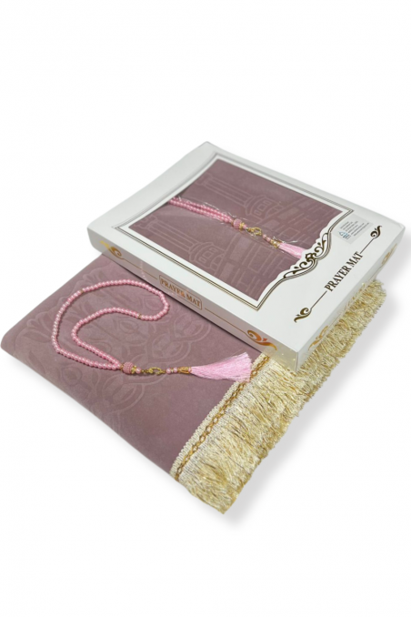 Conjunto de Presente Muçulmano - Tapete de Oração de Veludo & Elegante Rosário (Tasbih)-Ideias para Presentes-Safwa Boutique