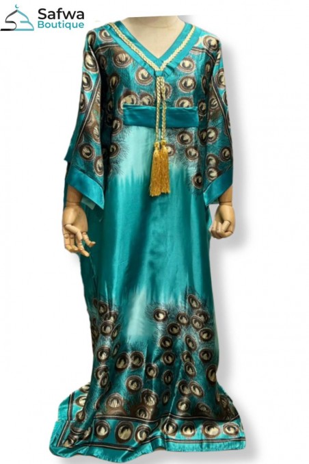 Pitkä Satin Kaftan - Eleganssia ja Mukavuutta Kotiin-Robe Caftan-Safwa Boutique