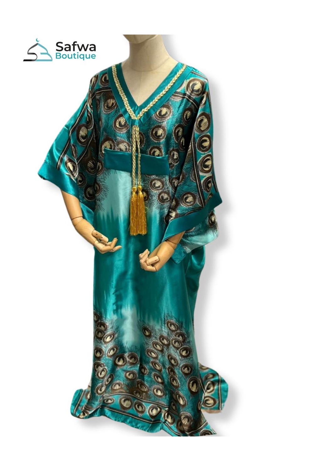 Satijnen Kaftan Lang - Elegantie en Comfort voor Thuis-Robe Caftan-Safwa Boutique