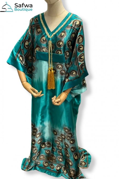 Satinkaftan Lang - Elegance og Komfort til Hjemmet-Robe Caftan-Safwa Boutique