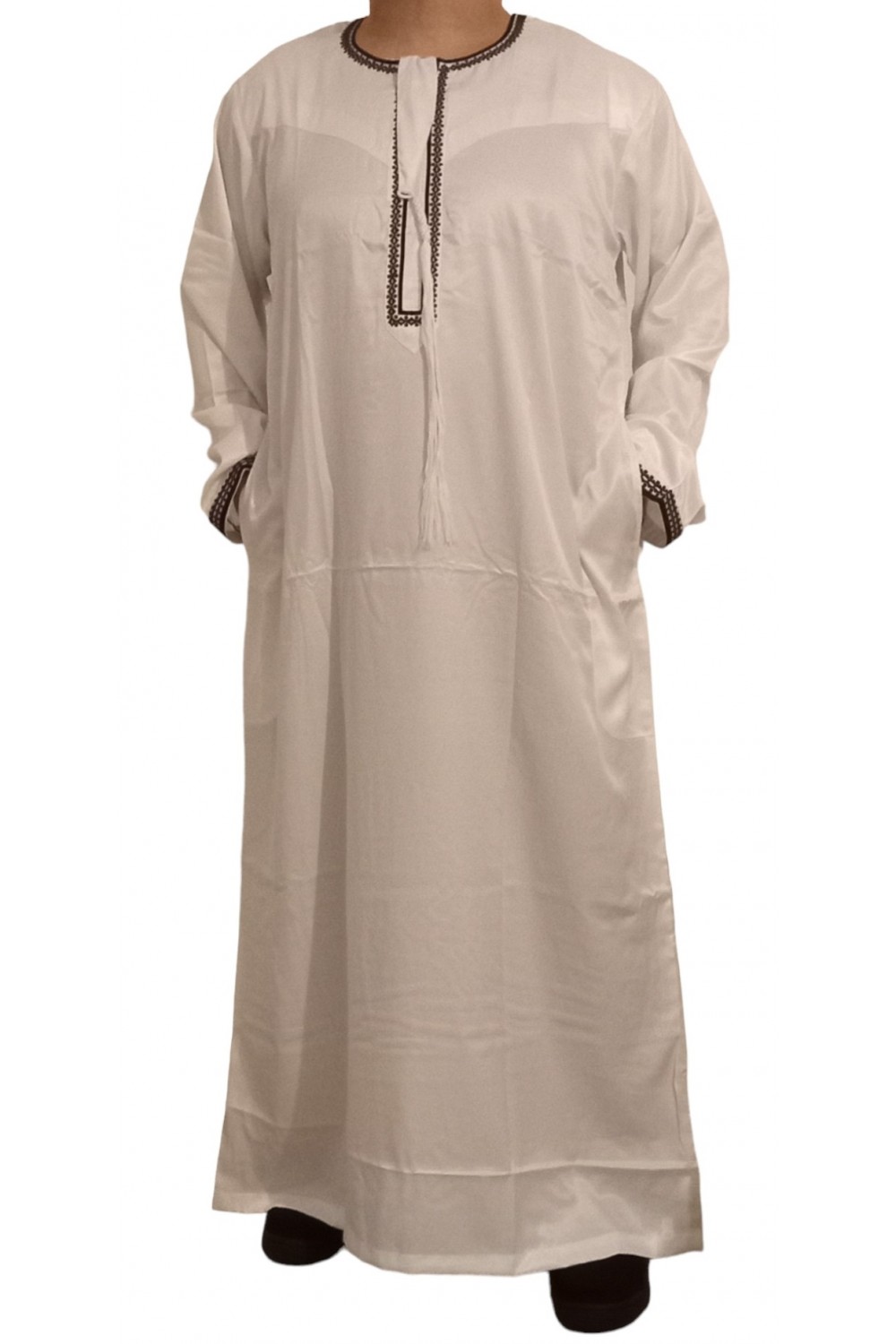 Qamis Omani in prezioso tessuto satinato - Sultan-Qamis Homme-Safwa Boutique