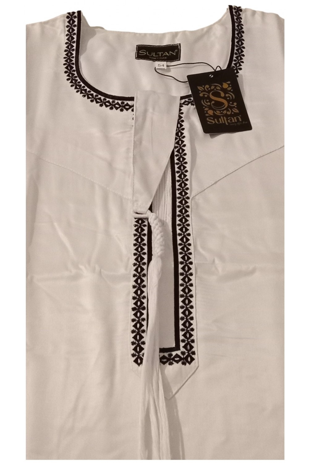 Qamis Omani em tecido de cetim precioso - Sultan-Qamis Homme-Safwa Boutique