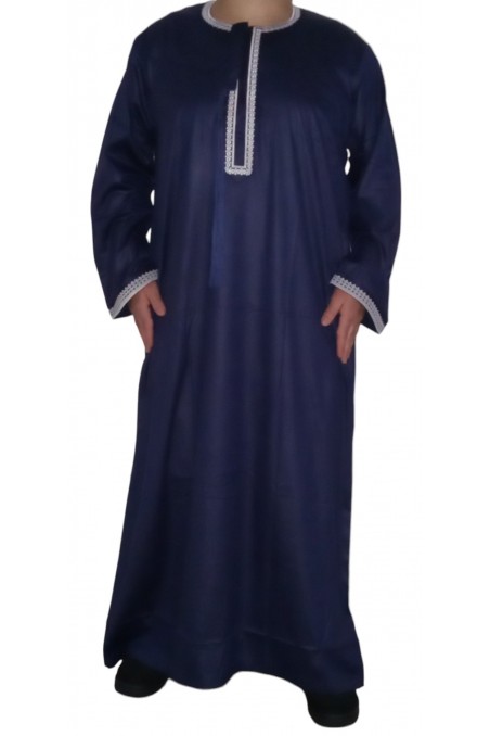 Omani Qamis i ädla satin tyg - Sultan-Qamis Homme-Safwa Boutique