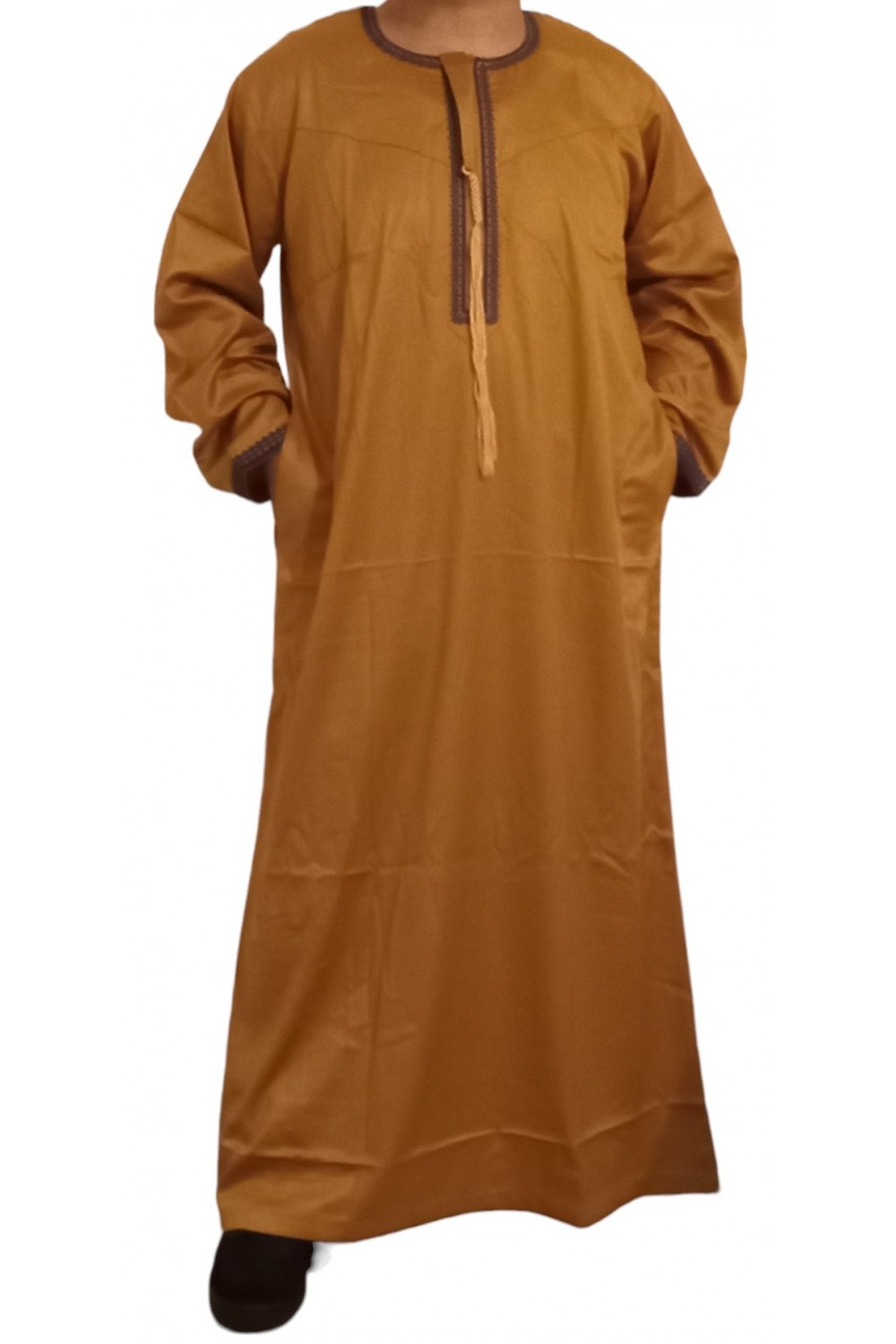 Qamis Omani em tecido de cetim precioso - Sultan-Qamis Homme-Safwa Boutique