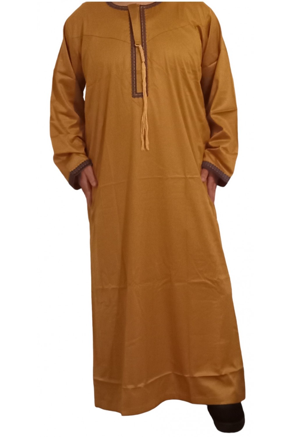 Qamis Omani en tela de satén precioso - Sultan-Qamis Homme-Safwa Boutique