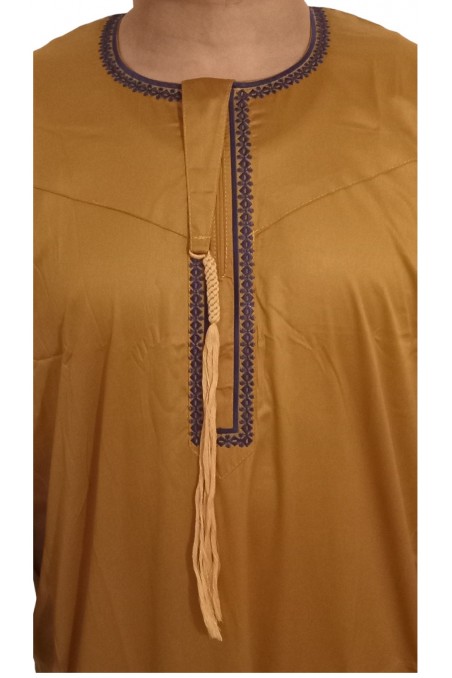 Qamis Omani en tela de satén precioso - Sultan-Qamis Homme-Safwa Boutique