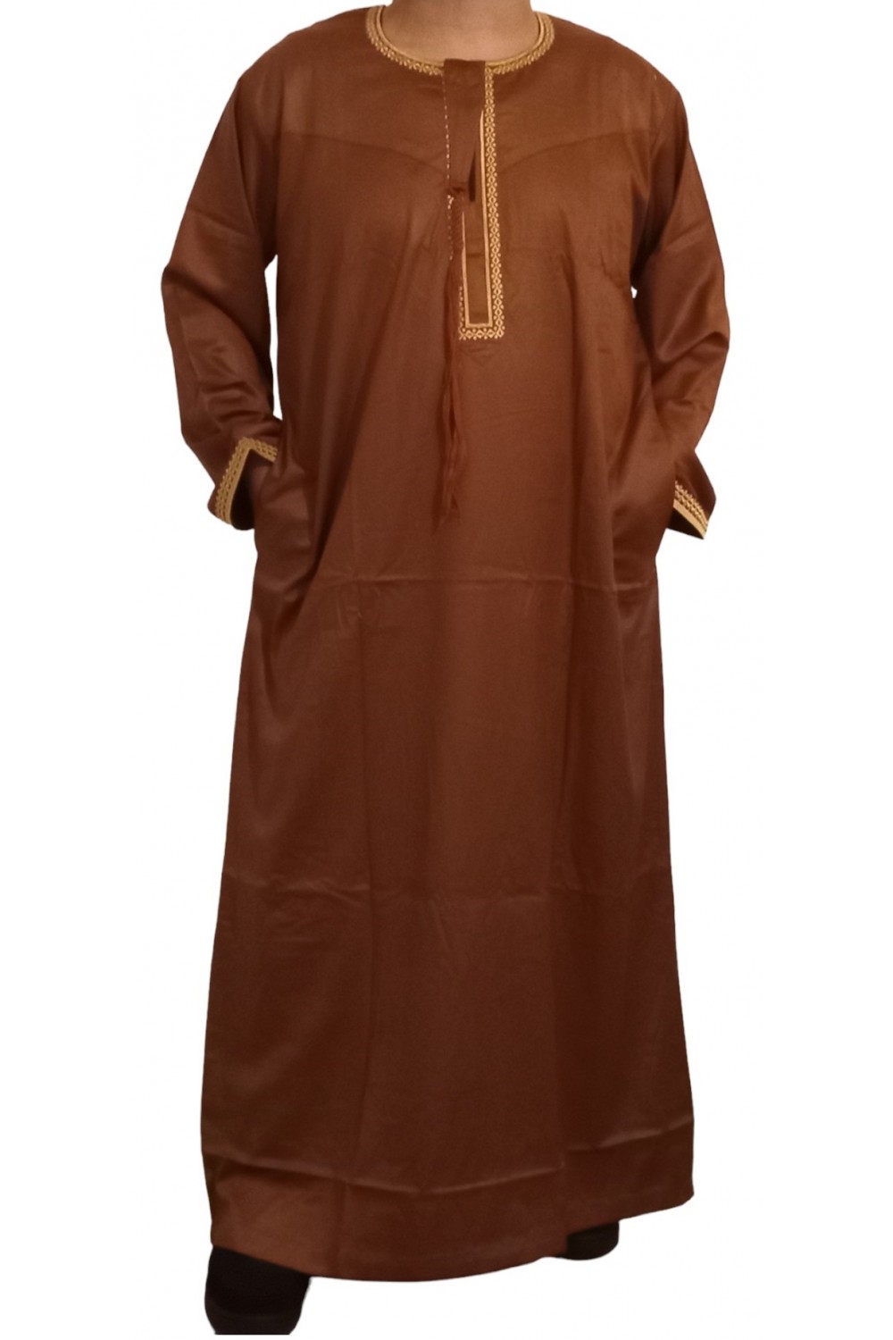 Omani Qamis i ädla satin tyg - Sultan-Qamis Homme-Safwa Boutique