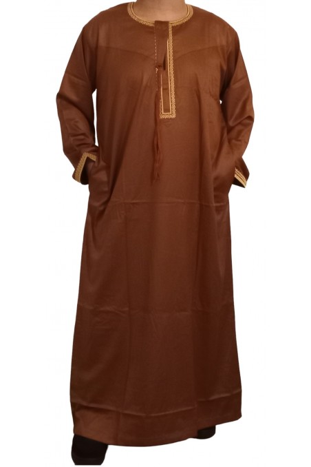 Omani Qamis i kostbart satin stof - Sultan-Qamis Homme-Safwa Boutique