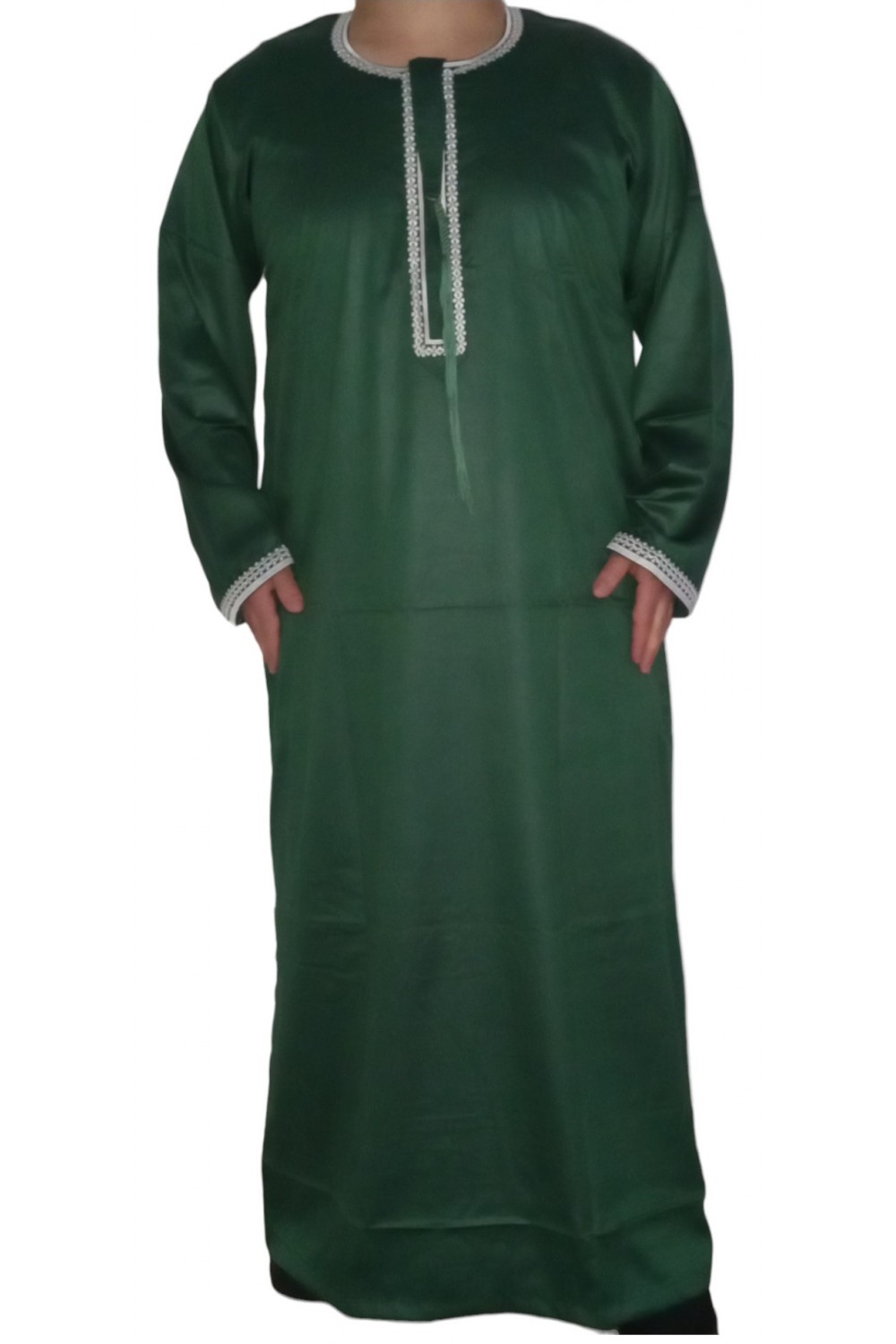 Omani Qamis i ädla satin tyg - Sultan-Qamis Homme-Safwa Boutique