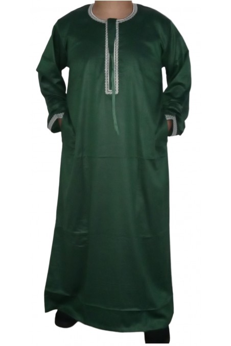 Qamis Omani em tecido de cetim precioso - Sultan-Qamis Homme-Safwa Boutique