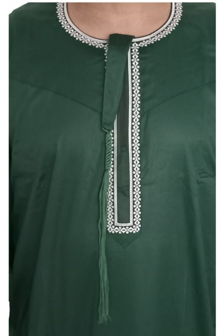 Qamis Omani en tela de satén precioso - Sultan-Qamis Homme-Safwa Boutique