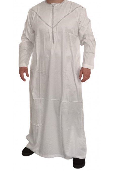 Qamis Emirati em Cetim Precioso - Mangas Longas | Sultan-Qamis Homme-Safwa Boutique