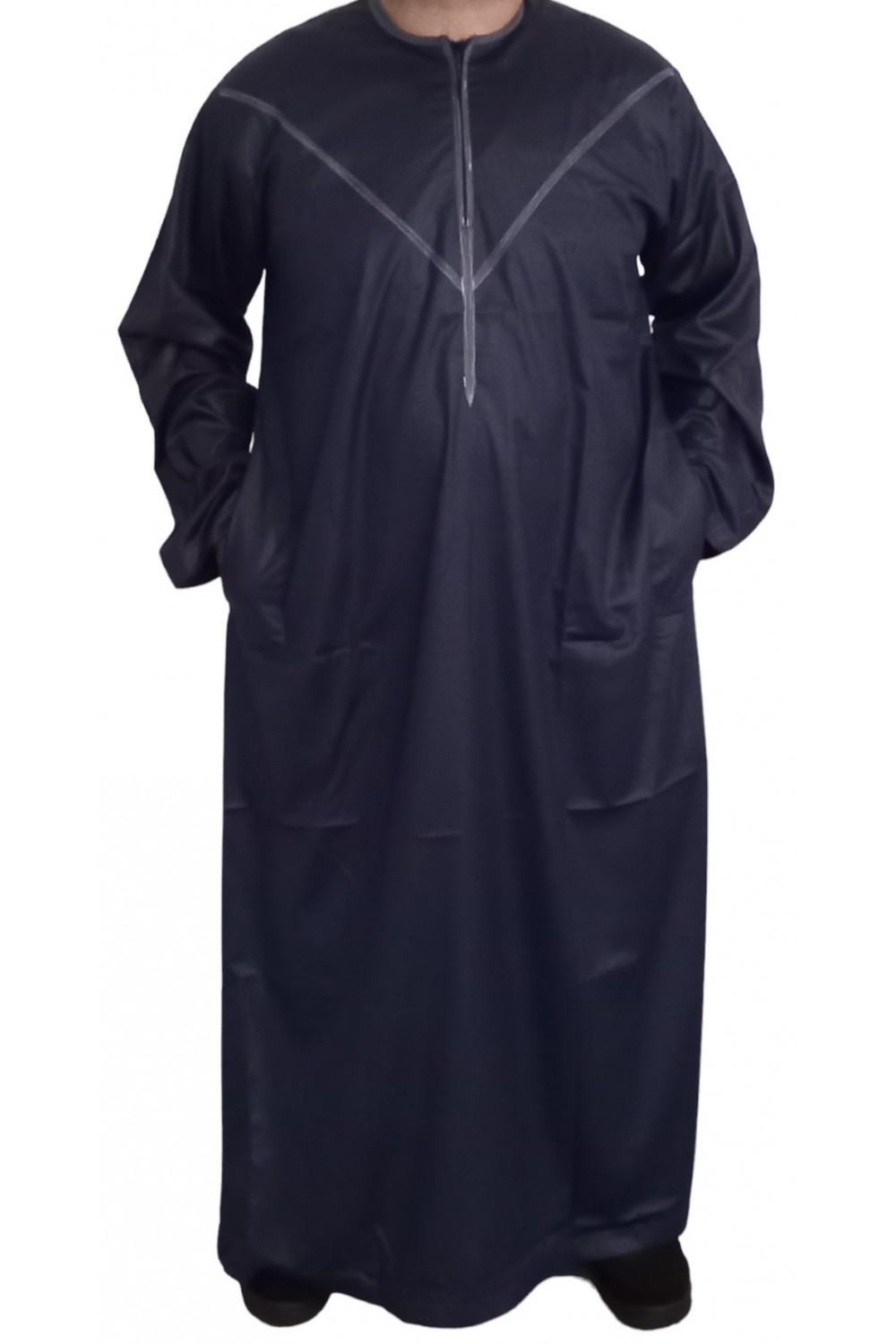 Qamis Emiratí en Satén Precioso - Mangas Largas | Sultan-Qamis Homme-Safwa Boutique