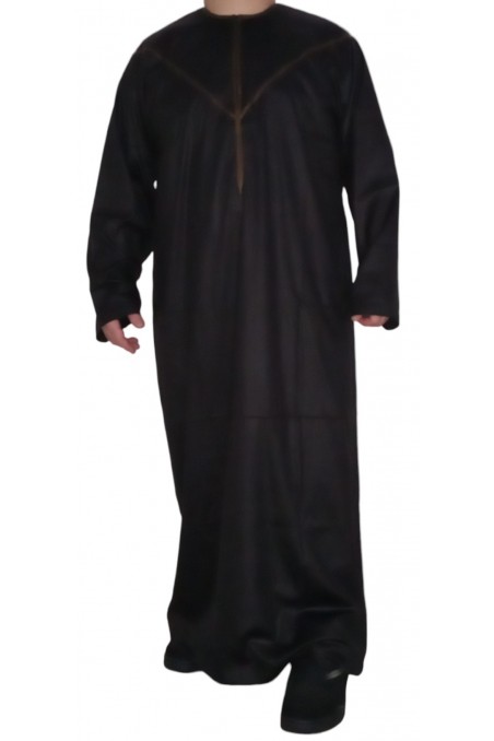 Qamis Emiratí en Satén Precioso - Mangas Largas | Sultan-Qamis Homme-Safwa Boutique