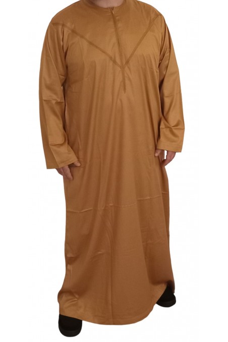 Qamis Emiratí en Satén Precioso - Mangas Largas | Sultan-Qamis Homme-Safwa Boutique