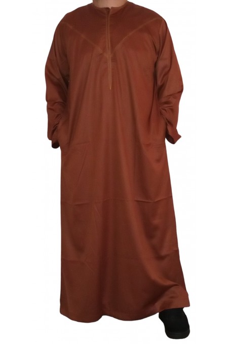 Qamis Emiratí en Satén Precioso - Mangas Largas | Sultan-Qamis Homme-Safwa Boutique
