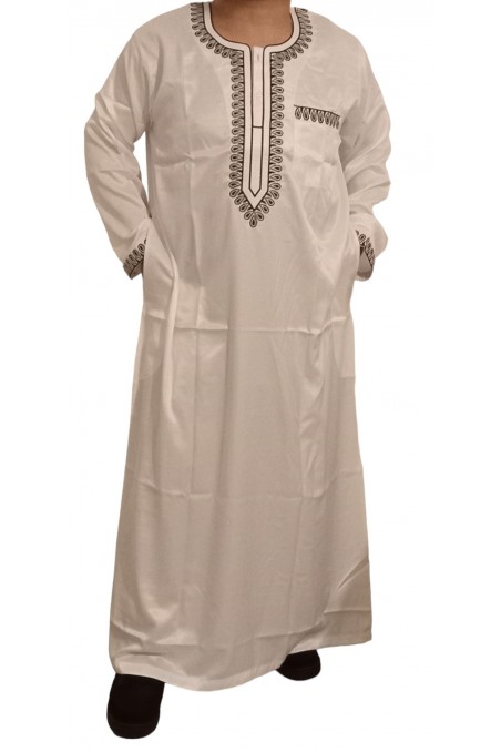 Klassisk Sultan Qamis Broderad - Långärmad | Sultan-Qamis Homme-Safwa Boutique