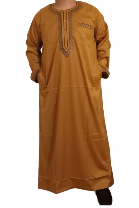 Qamis Sultan Klassisk Brodert - Lange Ermer | Sultan-Qamis Homme-Safwa Boutique