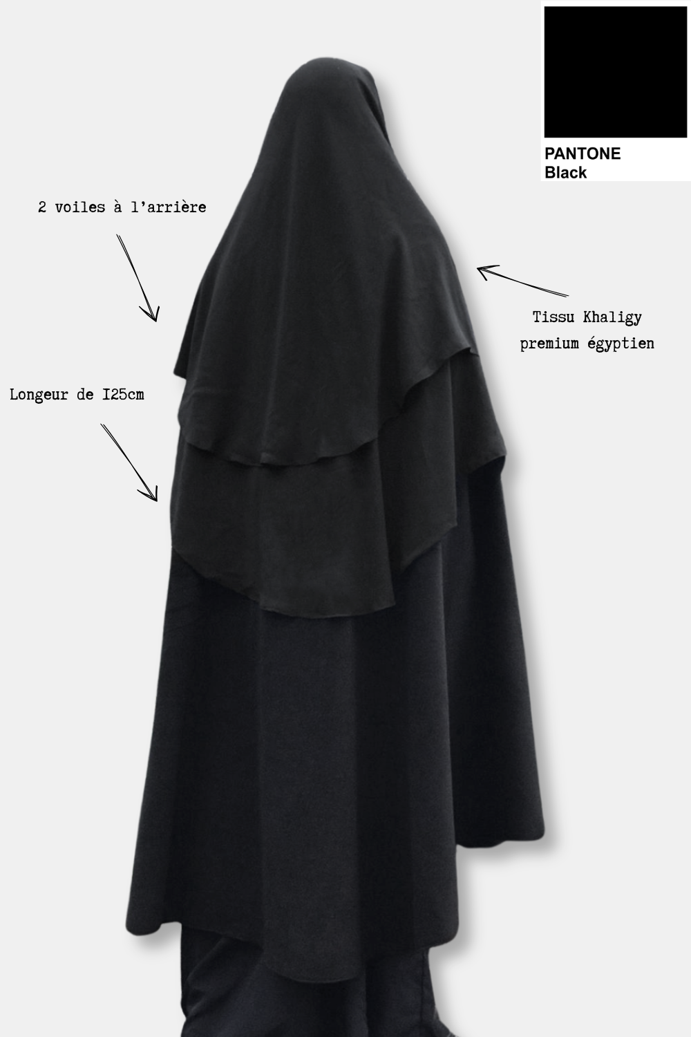 Todelt niqab med klips 1,25 m – Umm Hafsa-Niqab & Sitar-Safwa Boutique