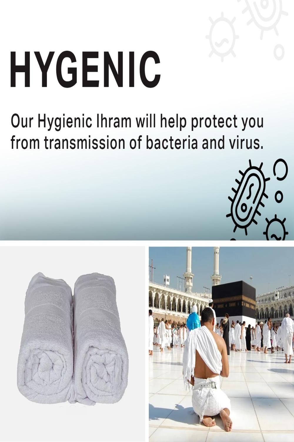IHRAM per Hajj ed Omra 100% Cotone Egiziano - Senza Bottoni - SAFWA-IHRAM Hajj e Umrah-Safwa Boutique