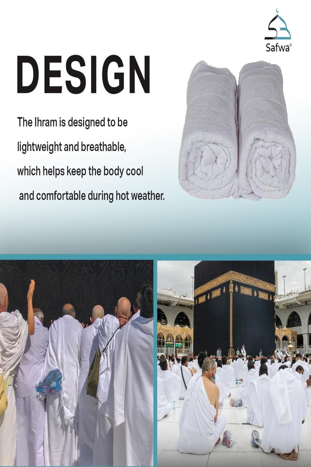 IHRAM para Hajj e Omra 100% Algodão Egípcio - Sem Botão - SAFWA-IHRAM Haje & Umrah-Safwa Boutique