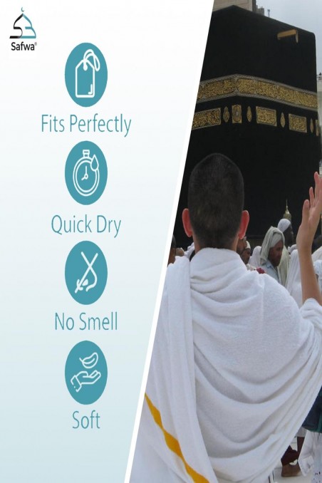 IHRAM Hajjille ja Umrahille 100 % Egyptiläinen Puuvilla - Ilman Nappeja - SAFWA-IHRAM Hajj ja Umrah-Safwa Boutique