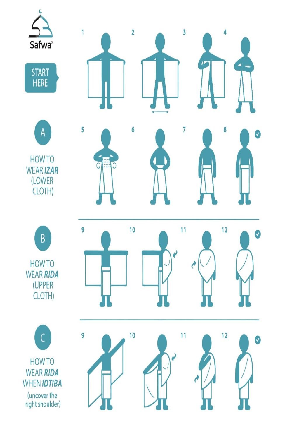 IHRAM para Hajj e Omra 100% Algodão Egípcio - Sem Botão - SAFWA-IHRAM Haje & Umrah-Safwa Boutique