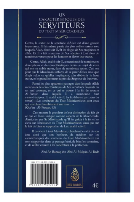 Egenskaperna hos de tjänare till den Allbarmhärtige av Abd Ar-Razzâq al-Badr - Utgåva IBN BADIS-Rappels & Invocations-Safwa Boutique