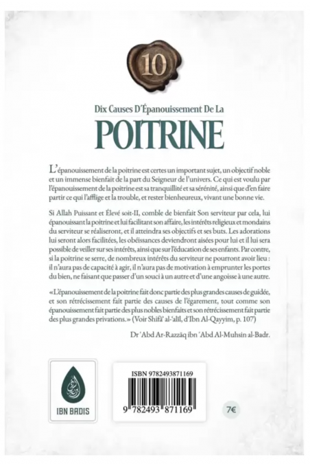 10 causas do desenvolvimento do peito de Abd Ar-Razzâq al-Badr - Edição IBN BADIS-Rappels & Invocations-Safwa Boutique