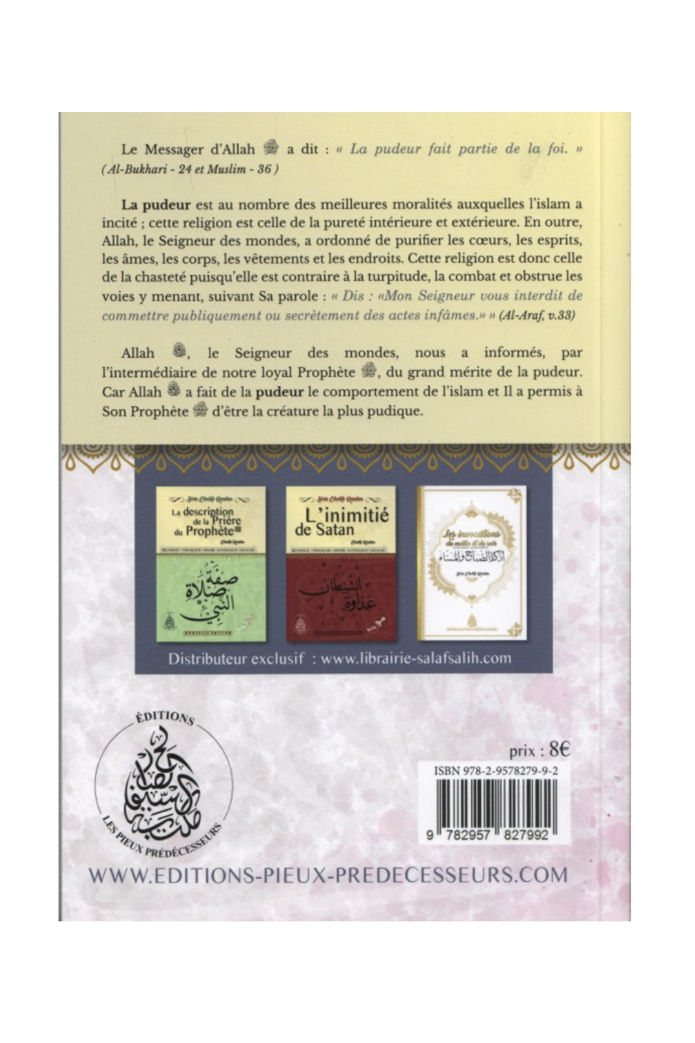 La pudeur, (Français/Arabe) De Cheikh Raslan - Éditions Les Pieux Prédécesseurs-Rappels & Invocations-Safwa Boutique
