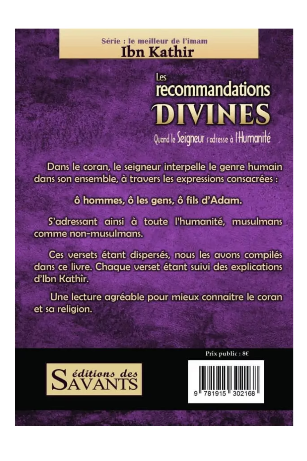 Les recommandations divines de Ibn Kathir - Éditions des Savants-Tafsir & Coran-Safwa Boutique