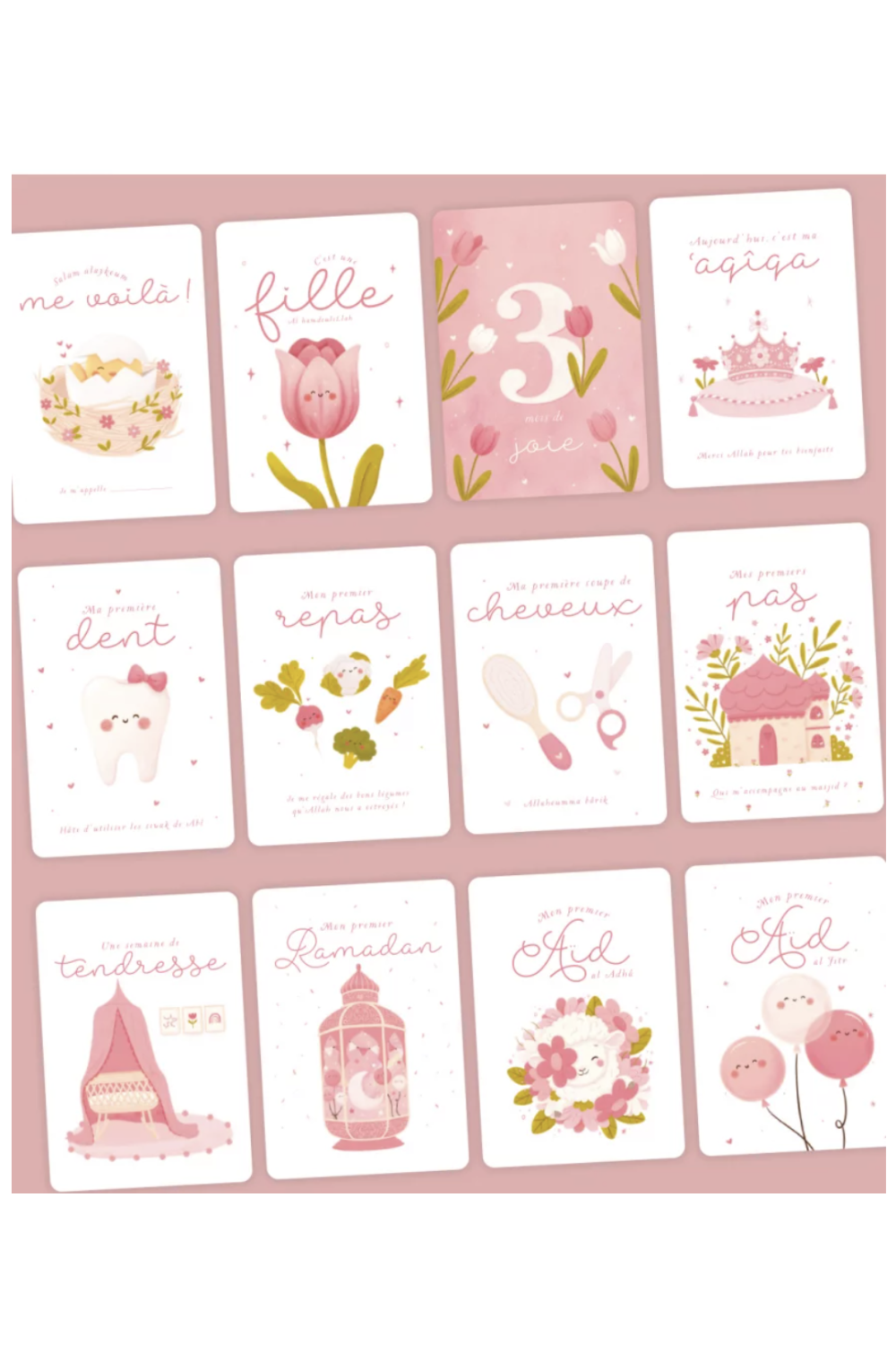 Ma première année - Cartes-étapes de mon bébé musulman (version fille) - EDITION DeeniLearn-Livres Enfants-Safwa Boutique