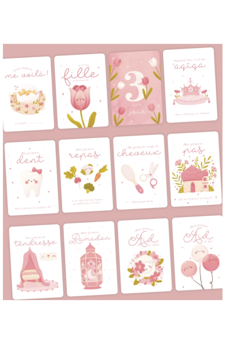 Ma première année - Cartes-étapes de mon bébé musulman (version fille) - EDITION DeeniLearn-Livres Enfants-Safwa Boutique