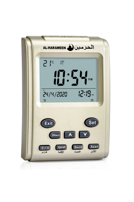 Adhan Klocka AL-HARAMEEN HA-3011, Skrivbordsklocka med Azan tidsschema, digital muslimsk väckarklocka-Montre & Horloge Adhan-Safwa Boutique