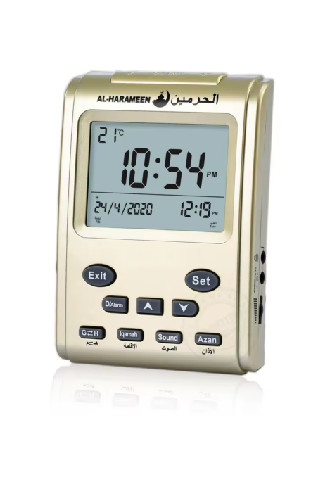 Adhan Klocka AL-HARAMEEN HA-3011, Skrivbordsklocka med Azan tidsschema, digital muslimsk väckarklocka-Montre & Horloge Adhan-Safwa Boutique