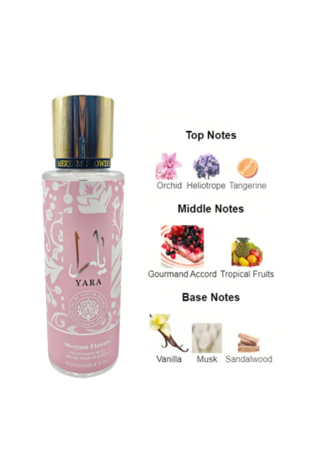 Yara Rose Duftende Tåge 250 ml - Meryam Flowers | Blomsteragtig Gourmet og Vanilje Tåge-Parfum oriental-Safwa Boutique