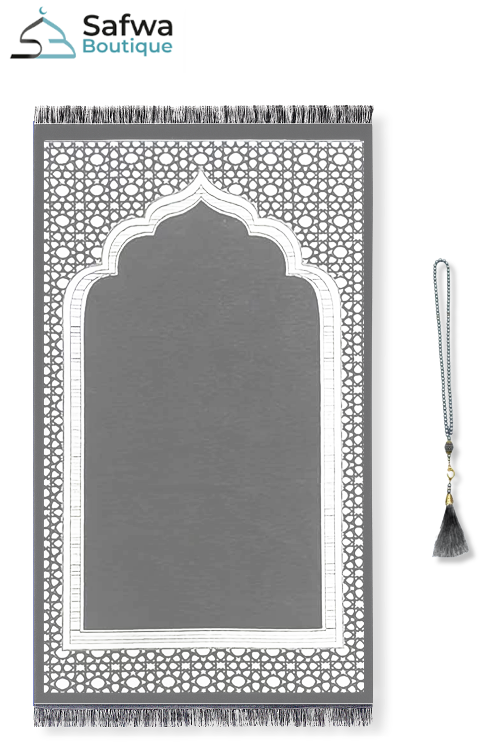 Elegantes Transparentes Geschenkset - Gebetsteppich & Gebetskette (Tasbih) | Muslim Box-Geschenkideen-Safwa Boutique